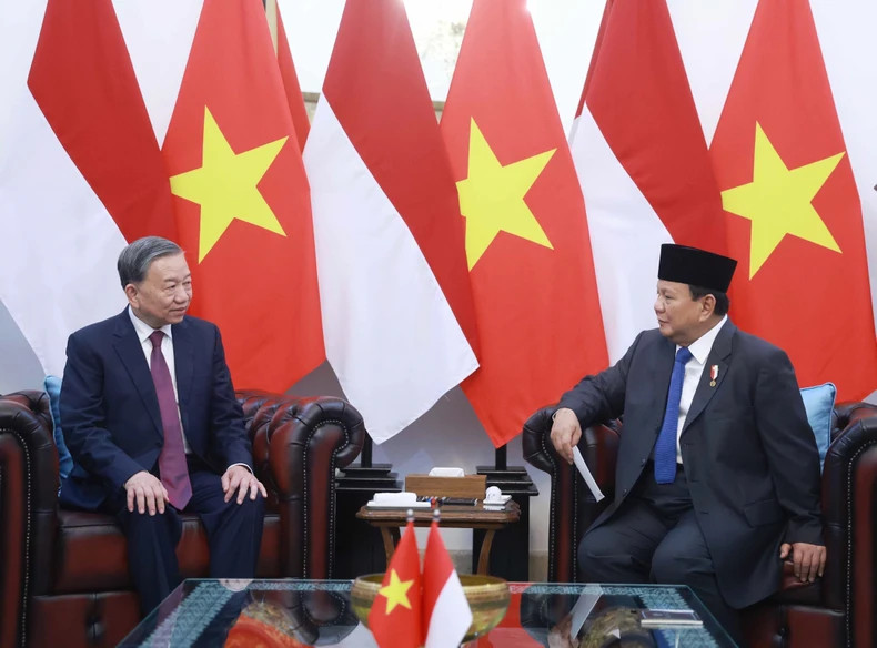 苏林总书记和印尼总统普拉博沃·苏比延多。