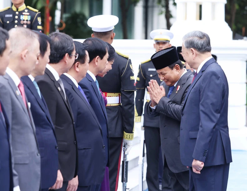 苏林总书记欢迎仪式在印尼总统府举行。