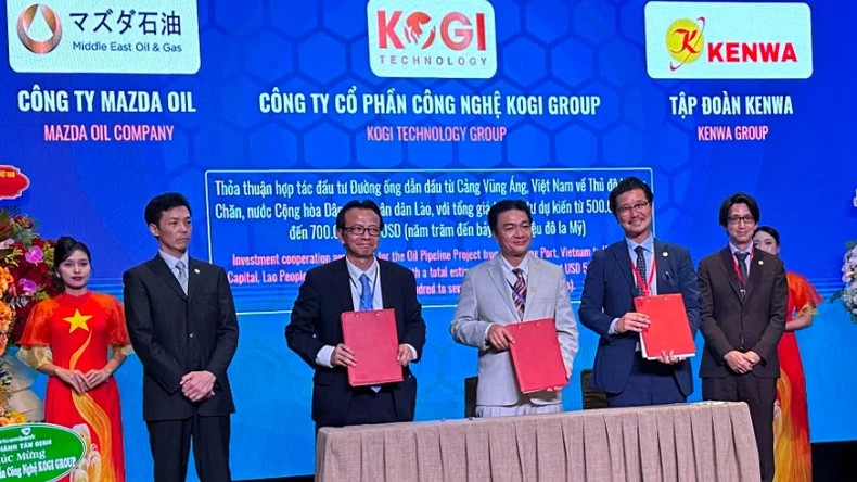 越南KOGI集团代表与伙伴单位签署战略投资与合作协议，在越南投建一条从越南河静省永昂港至老挝首都万象的输油管道。