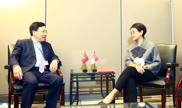越南政府常务副总理范平明与印尼外长蕾特诺·马尔苏迪。 越南政府常务副总理范平明与印尼外长蕾特诺·马尔苏迪。