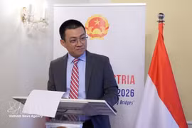 越南驻奥地利大使武黎泰皇在论坛上致开幕词。（图片来源：越通社）