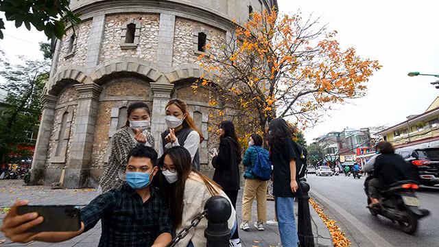 河内市落叶季节 美不胜收 让人着迷（组图） ảnh 3