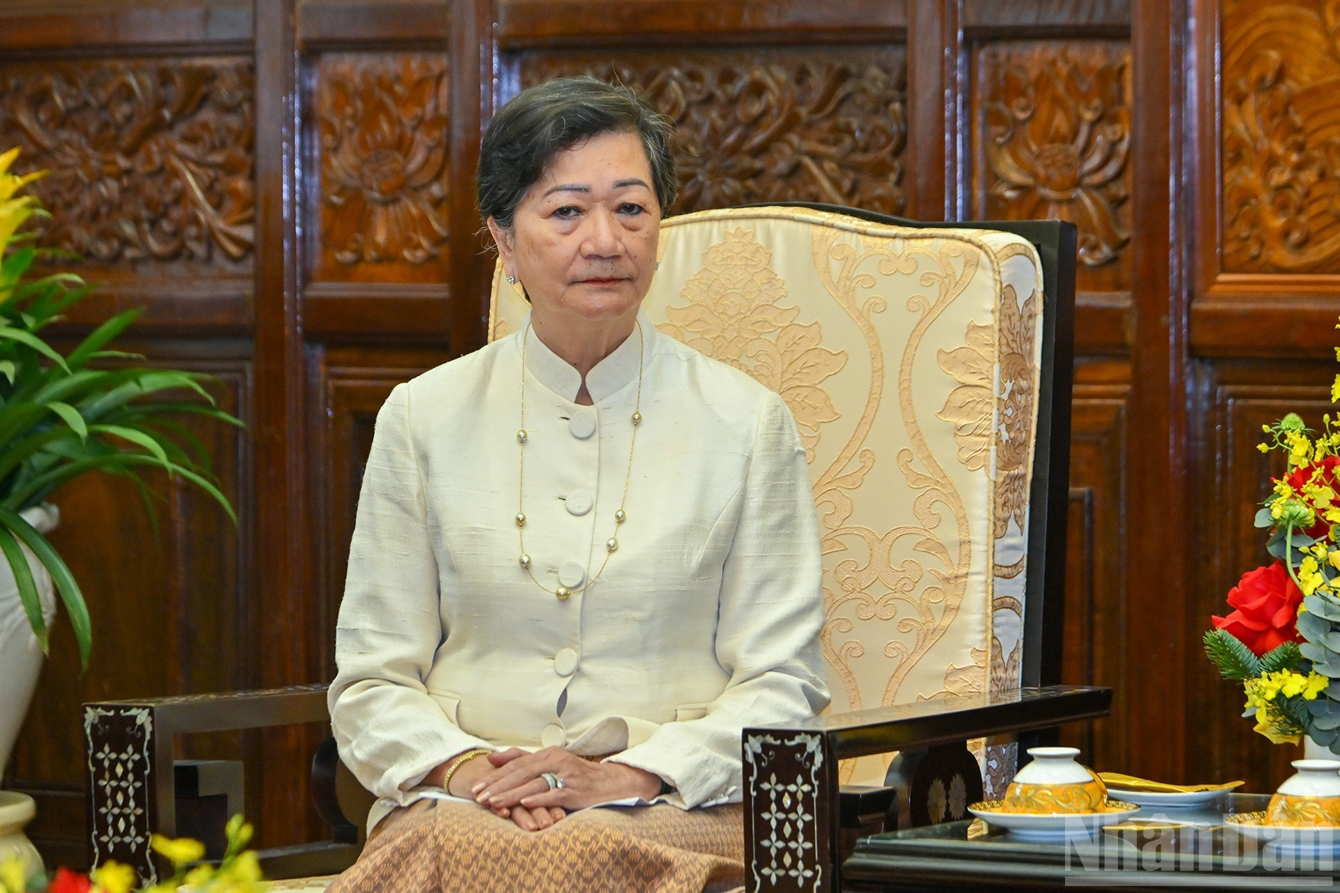 柬埔寨驻越南大使谢金塔发表讲话。