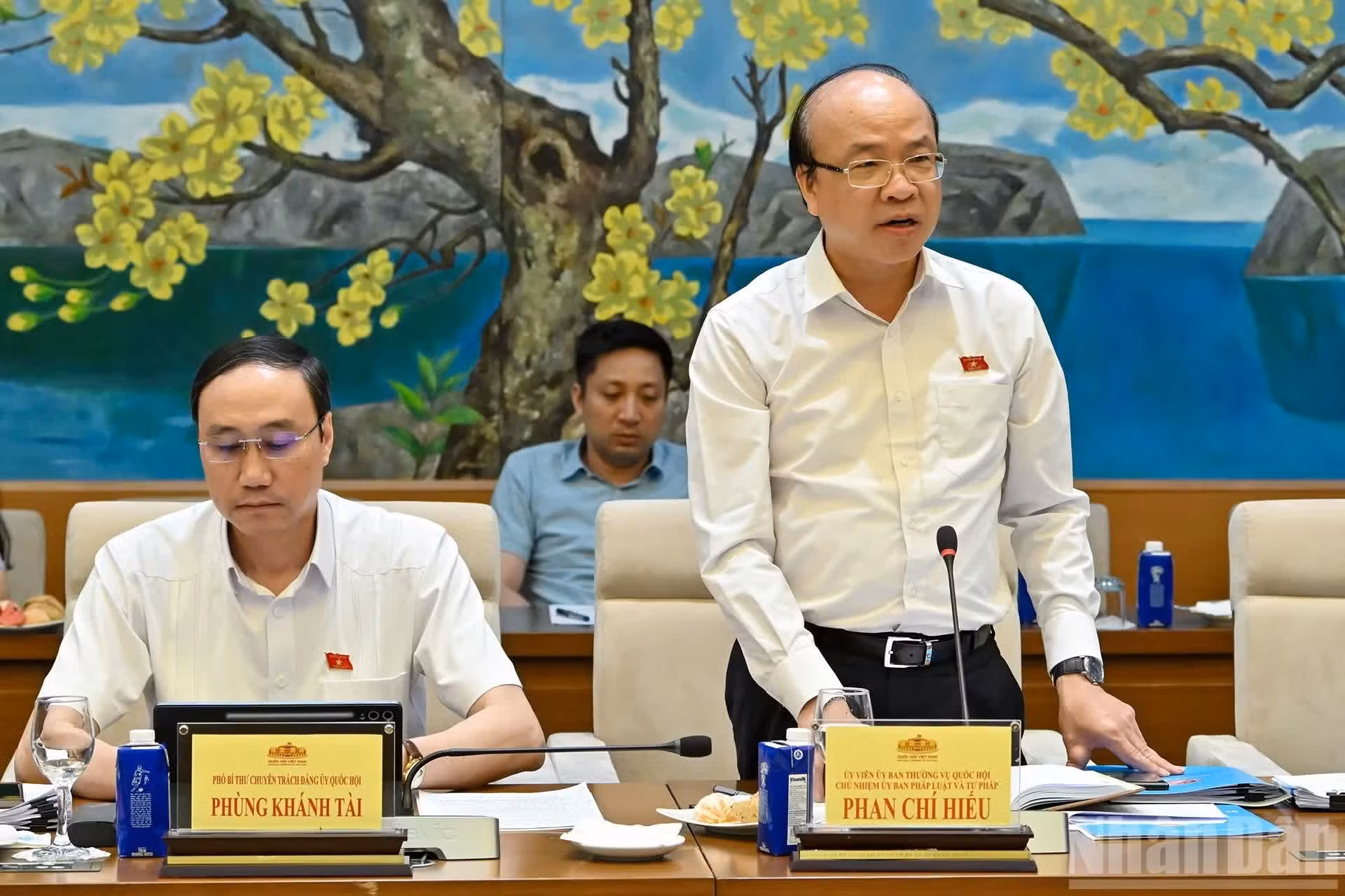 国会法律与司法委员会主任潘志孝发表讲话。