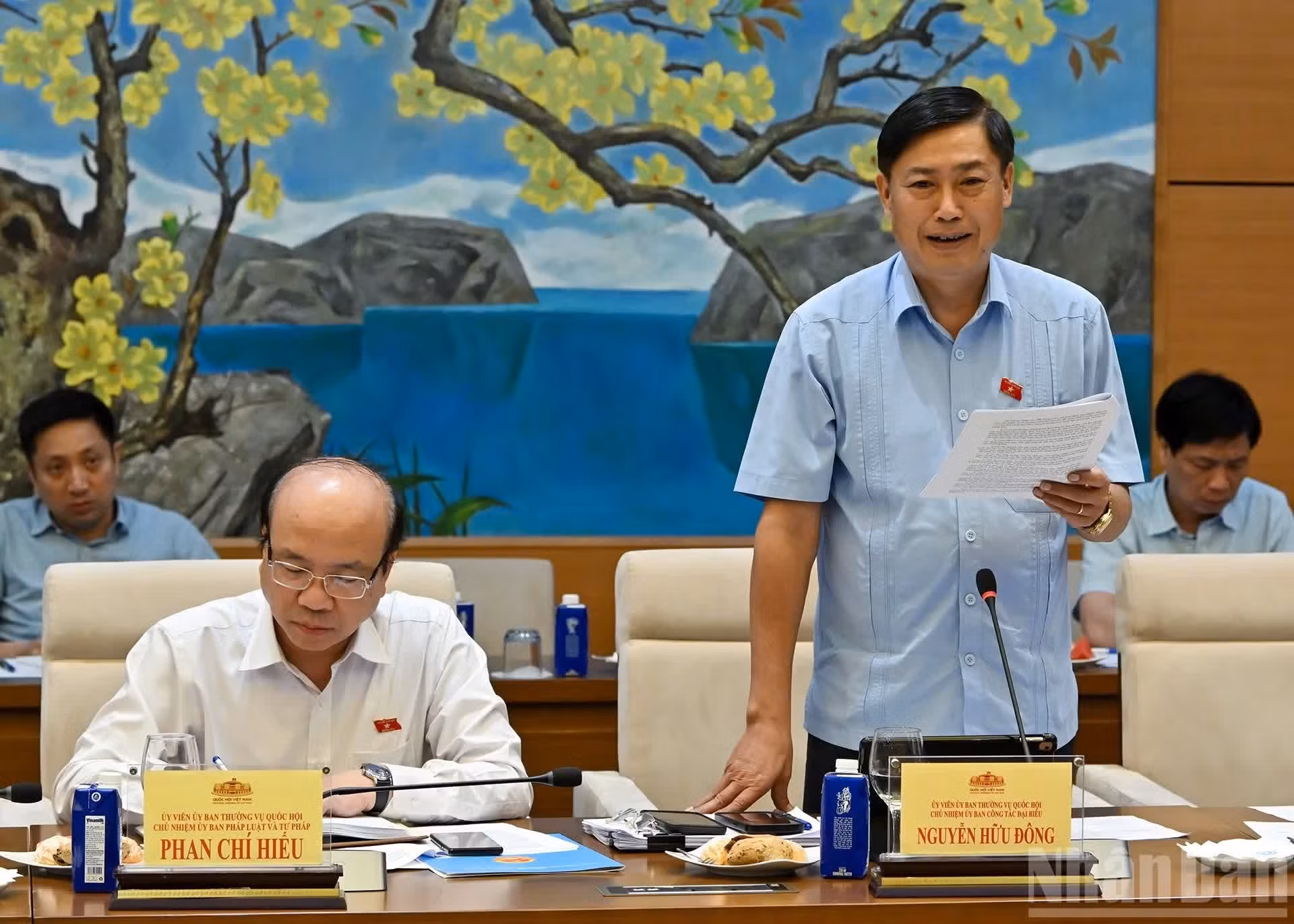 国会代表工作委员会主任阮友东发表讲话。