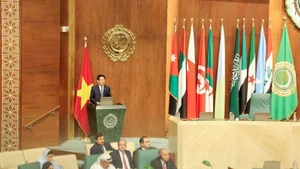 越南国家主席梁强发表政策演讲。（春棋 摄）