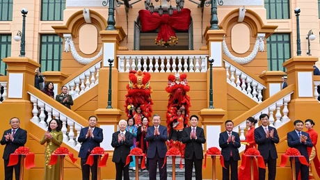 越共中央总书记苏林、国家主席梁强出席国家主席机关驻地落成典礼。