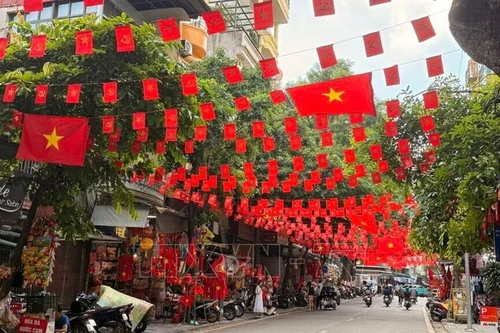 河内多条街道在“九·二”国庆节期间张灯结彩、焕然一新。(图片来源:越通社)