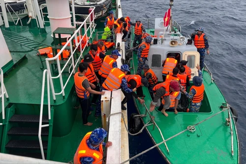 越南海军第四区将52名遇险渔民安全送至双子西岛。