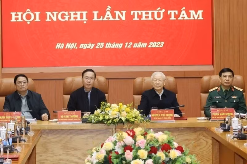 阮富仲总书记同党、国家、中央军委领导人主持会议。（图片来源：越通社）