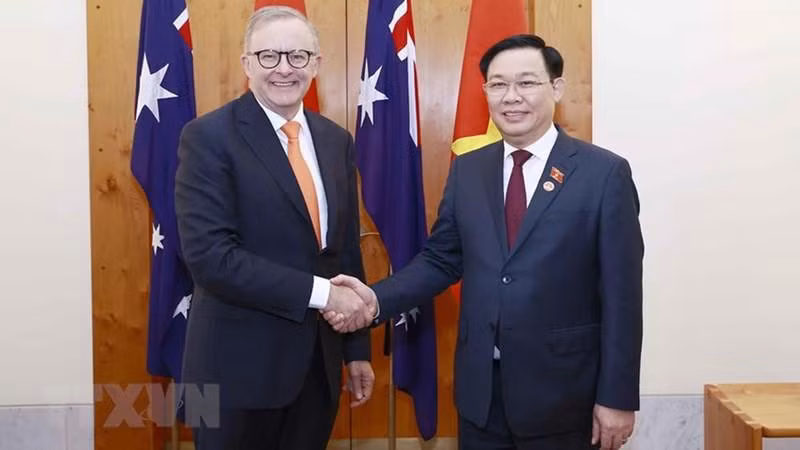 越南国会主席王廷惠会见澳大利亚总理安东尼·阿尔巴尼斯。（图片来源：越通社）