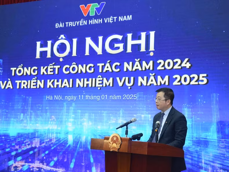 越南电视台台长阮青林发言。