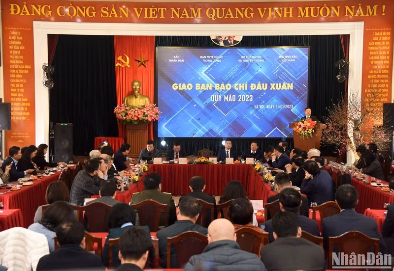 2023癸卯新春新闻简报会场景。（陈海 摄）