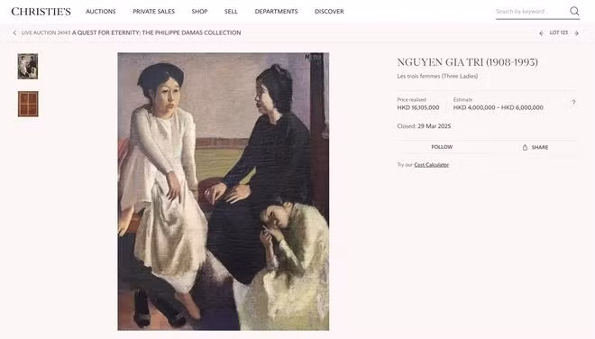 越南著名画家阮嘉智的画作《Le Trois Femmes》以逾200万美元成交。（图片来源：越通社）