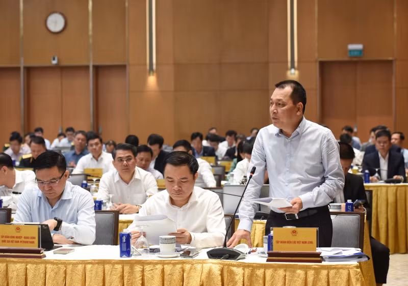 越南电力集团董事长邓黄安在会上发表讲话。
