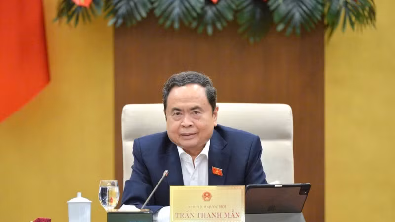 国会主席陈青敏在会上发表讲话。