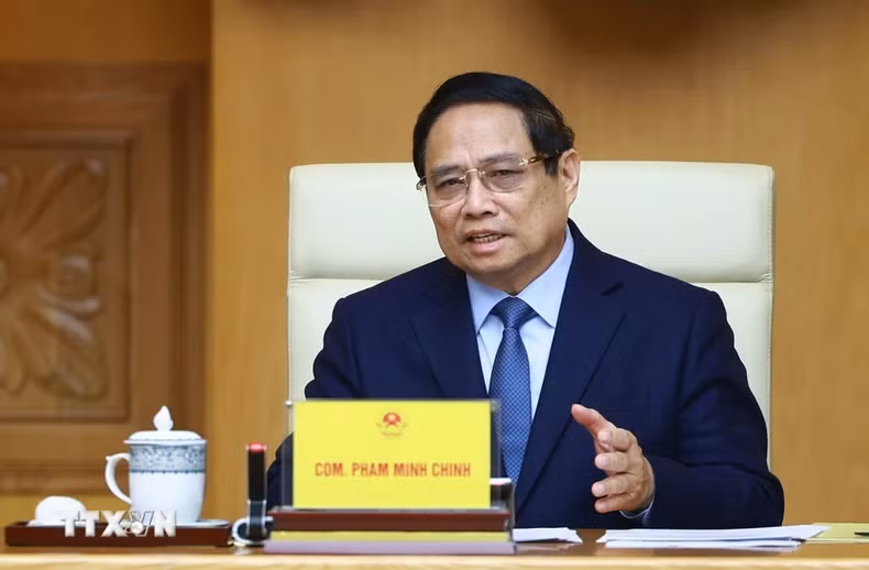 范明正总理在会见中发表讲话。