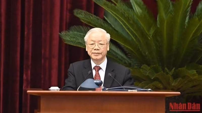 越共中央总书记阮富仲。（登科 摄）