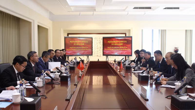 越中两国审计署代表团举行会谈。