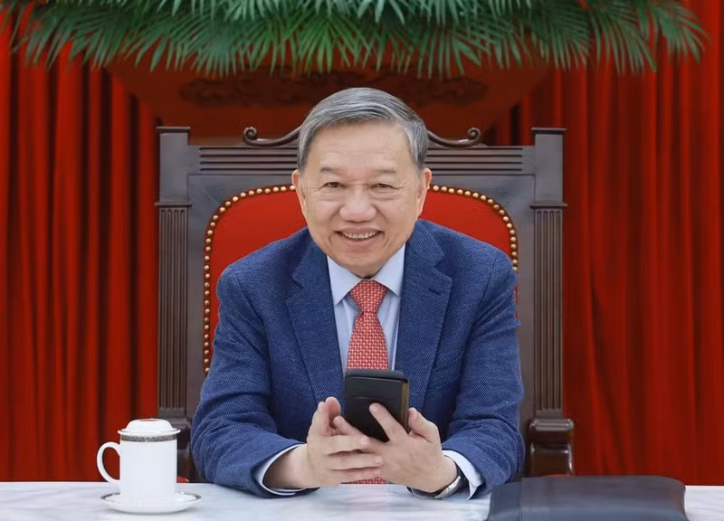 越共中央总书记苏林与美国总统唐纳德·特朗普就越美关系通电话。图片来源：越通社