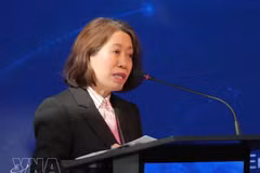 越南驻阿根廷大使吴明月发表讲话。（图片来源：越通社）
