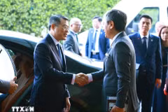 印度高级官员在机场欢送黎明兴总理及越南高级代表团。