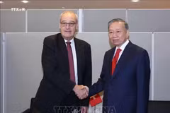 2026年9月22日，越共中央总书记、国家主席苏林在美国纽约会见瑞士联邦总统居伊·帕姆兰。（图片来源：越通社）