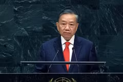 越共中央总书记、国家主席苏林在第81届联合国大会一般性辩论上发表讲话。（图片来源：越通社）