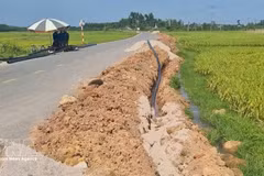 东城村洁净水系统扩建工程已进入收尾阶段。（图片来源：越通社）