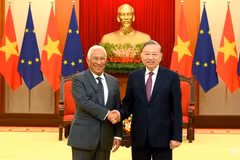 越共中央总书记苏林2026年1月29日在河内会见欧洲理事会主席安东尼奥·科斯塔。（登科 摄）