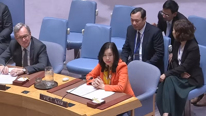 越南外交部副部长黎氏秋姮出席公开辩论会。