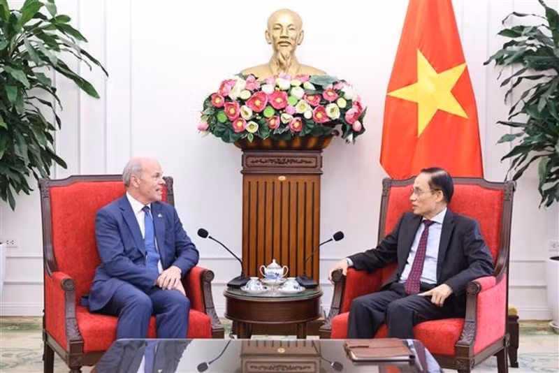 越南外交部长黎怀忠会见加拿大驻越大使詹姆斯·尼克尔。