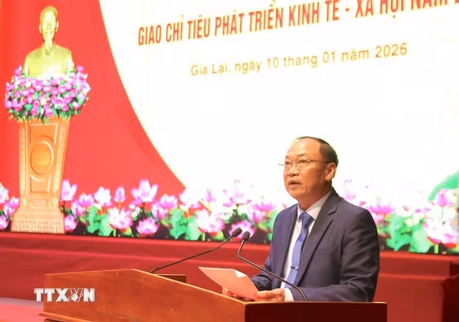 越共中央委员、嘉莱省委书记、省委代表团团长蔡大玉。（图片来源：越通社）