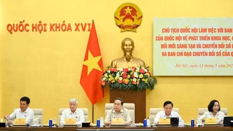 国会主席陈青敏在会议上发表讲话。