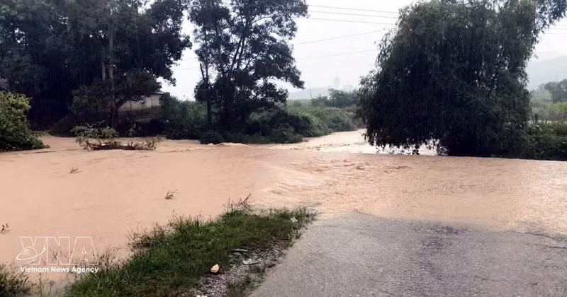 持续强降雨导致越南广治省各河流水位及洪水形势持续复杂多变。（图片来源：越通社）