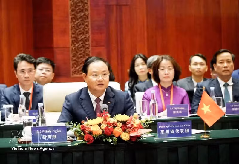 越共中央委员、莱州省委书记、省人民议会主席黎明银在会上发表讲话。（图片来源：越通社）