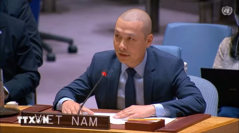 越南常驻联合国代表团副团长阮黄原公使衔参赞。（图片来源：越通社）
