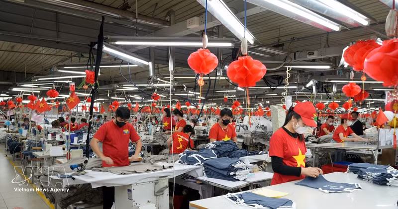 北宁省一家企业的出口服装生产线。（图片来源：越通社）