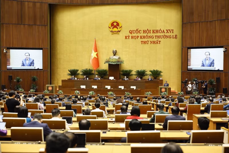 越南第十六届国会第一次非常规会议开幕式现场。（图片来源：越通社）