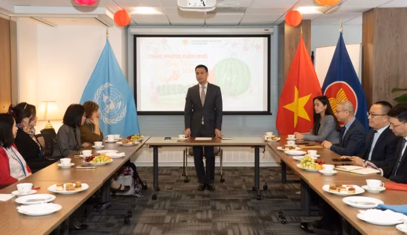 越南常驻联合国代表团在美国纽约举行春节见面会。（图片来源：越通社）
