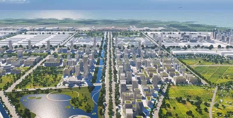 海防以南沿海经济区的景观透视方案图片。