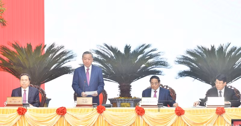 越南国家主席苏林在会上发表讲话。