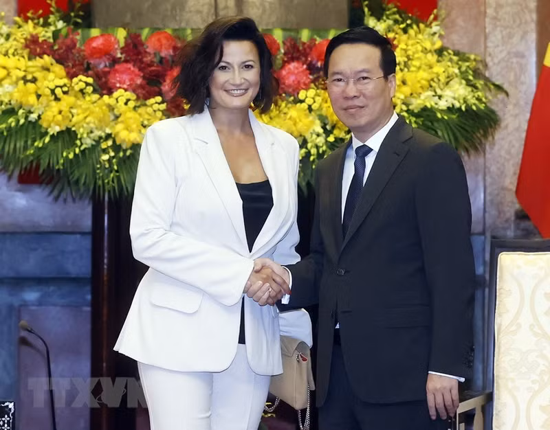 国家主席武文赏会见比利时参议院议长斯蒂芬妮·德霍斯。（图片来源：越通社）