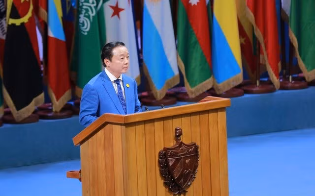 越南政府副总理陈红河在会上发表讲话。（图片来源：VGP）