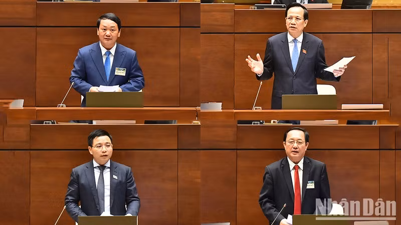 越南劳动、荣军与社会部部长陶玉容，越南政府民族委员会主任侯阿令，越南科学与技术部部长黄成达和越南交通运输部部长阮文胜是回答询问活动的4位领导人。