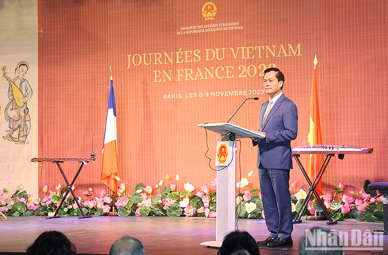 越南外交部副部长何金玉在开幕式上发言。