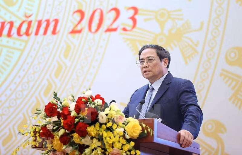 范明正总理在会议上发表指导性讲话。（图片来源：越通社）