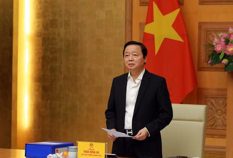 越南政府副总理陈红河在会上发表讲话。（图片来源：VGP）