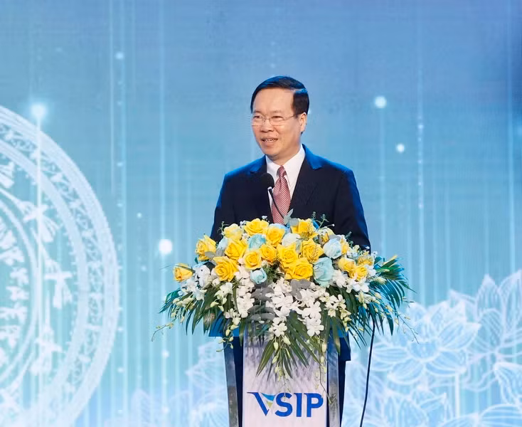 越南国家主席武文赏在纪念活动上发表讲话。（图片来源：越通社）