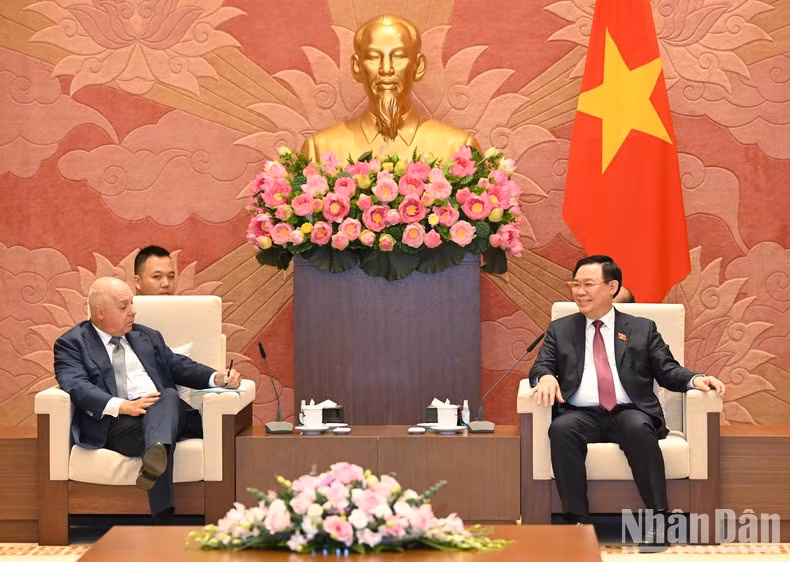 越南国会主席王廷惠会见澳大利亚维多利亚州国库部长蒂姆-帕拉斯。（图片来源：越通社）